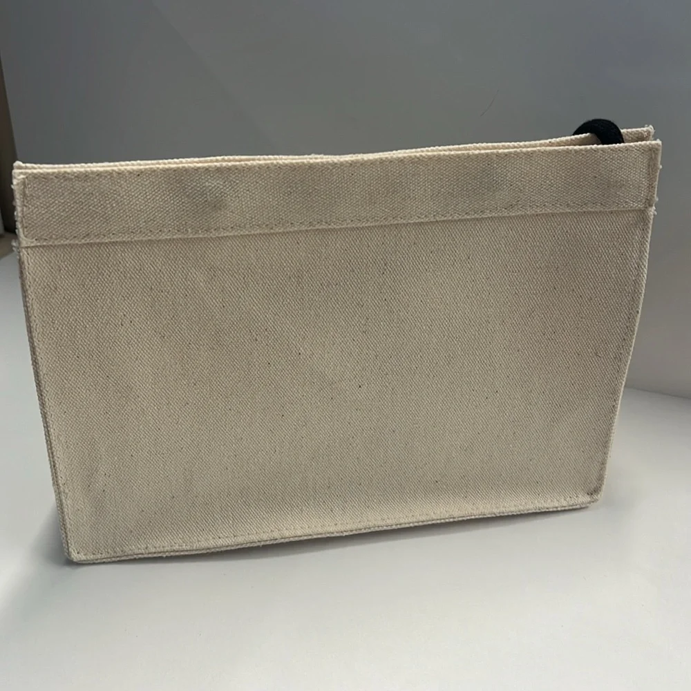 Eres Beige Cream Canvas Double Snap Wristlet Pouch Clutch